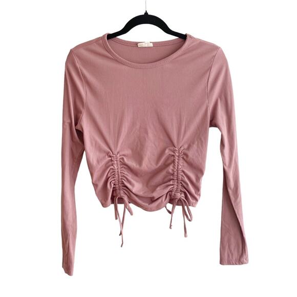 One Step Up Double Ruched Ribbed Crop Top - Picture 2 of 6